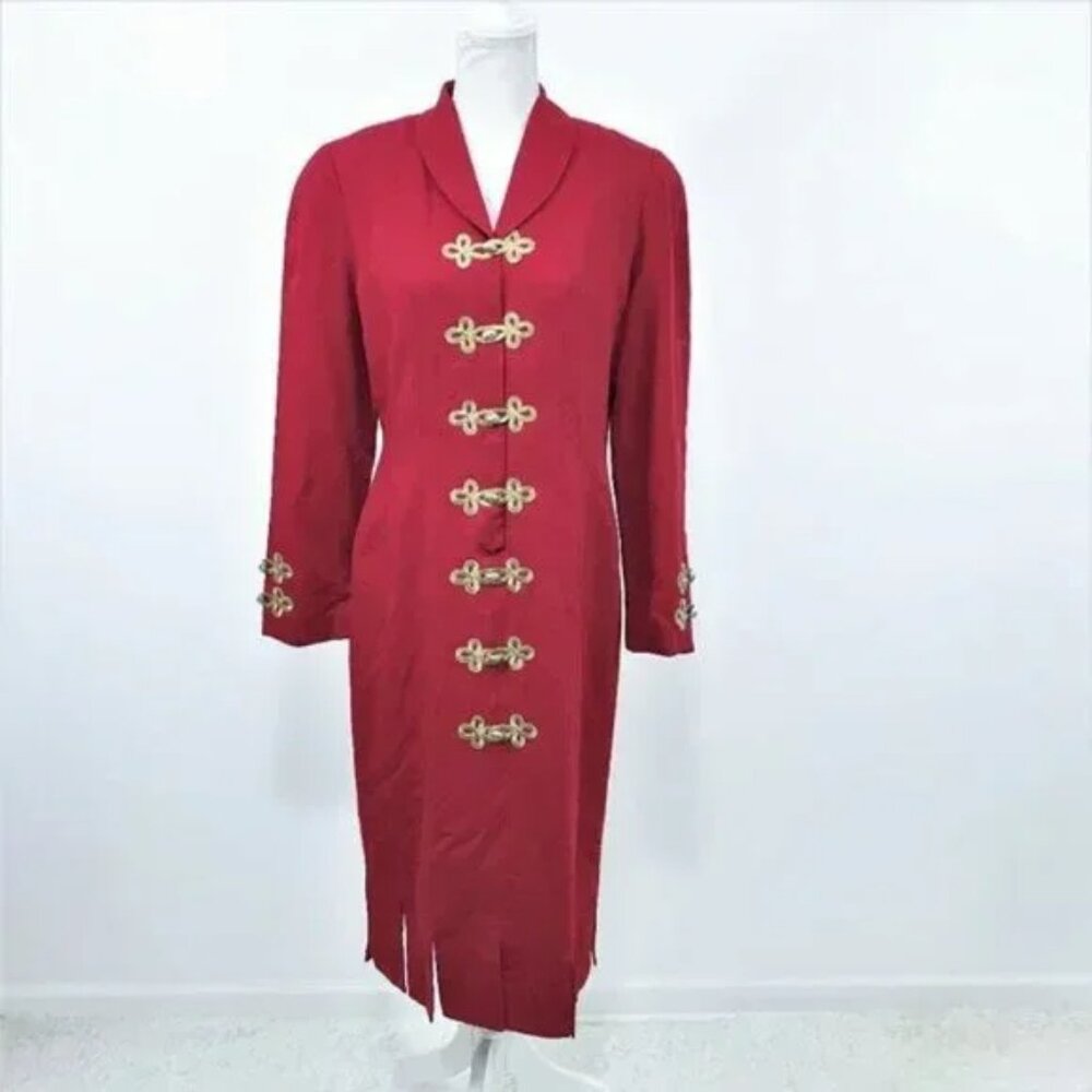 Vintage 90s Y2K Dress Red Gold M, Ebony Spiegel